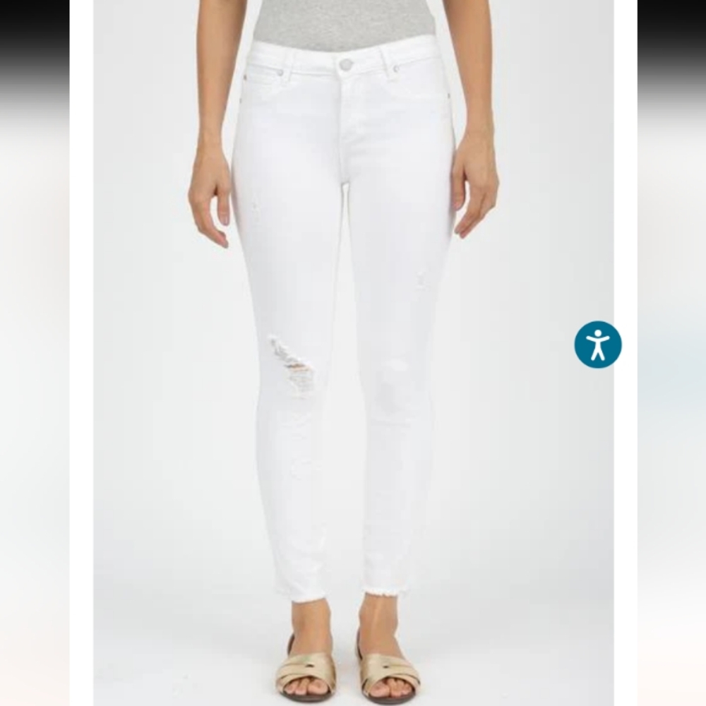 Articles Of Society Cannes Carly Cut Off Hem White Distressed Crop Jeans Size 25